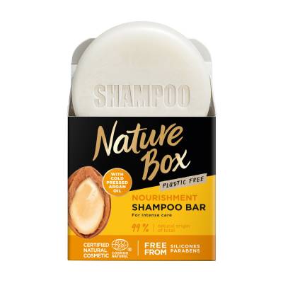Podrobnoe foto живильний твердий шампунь для волосся nature box nourishment shampoo bar з аргановою олією холодного віджиму, 85 г