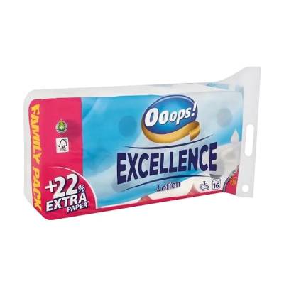Podrobnoe foto туалетний папір ooops! excellence lotion білий, 3-шаровий, 150 відривів, 16 рулонів