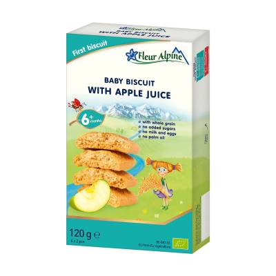 Podrobnoe foto дитяче печиво fleur alpine organic з яблучним соком, від 6 місяців, 120 г