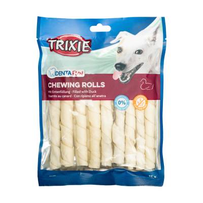 Podrobnoe foto ласощі для собак trixie denta fun chewing rolls з качкою, 270 г