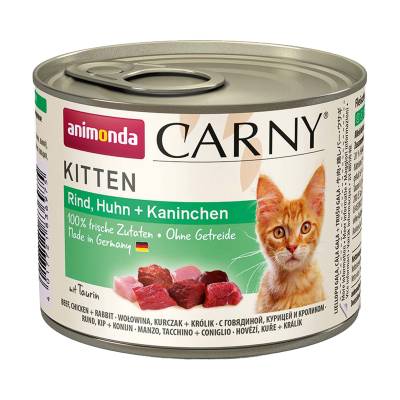 Podrobnoe foto вологий корм для кошенят animonda carny kitten з м'ясом яловичини, курки та кроликом, 200 г