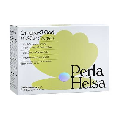 Podrobnoe foto дієтична добавка в капсулах perla helsa omega-3 cod wellness complex омега-3 з тріски, з вітамінами а, d3, 500 мг, 120 шт