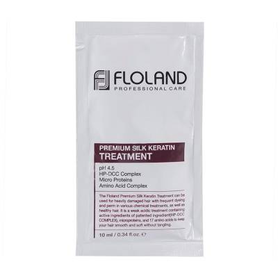 Podrobnoe foto відновлювальний кондиціонер для волосся floland premium silk keratin treatment з кератином, 10 мл (саше)