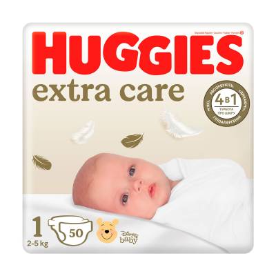 Podrobnoe foto підгузки huggies extra care розмір 1 (2-5 кг), 50 шт