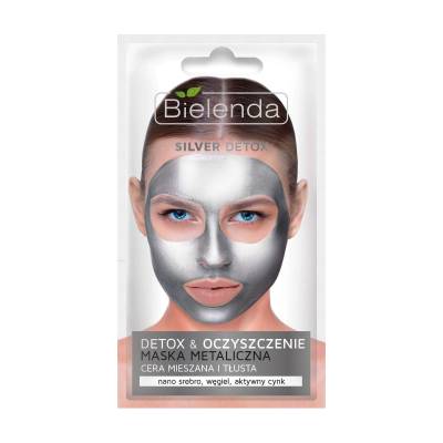 Podrobnoe foto маска для обличчя очищуюча bielenda silver detox металева для нормальної, змішаної і жирної шкіри, 8 г