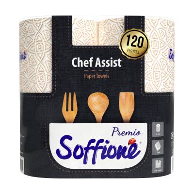 Podrobnoe foto паперові рушники soffione premio chef assist, 3-шарові, 120 відривів, 2 шт
