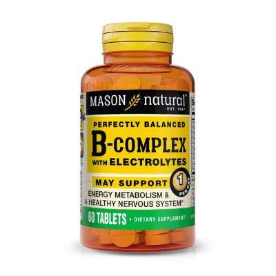 Podrobnoe foto харчова добавка вітамінний комплекс в таблетках mason natural b-complex with electrolytes b-комплекс з електролітами, 60 шт