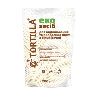 Podrobnoe foto засіб порошкоподібний tortilla eco для відбілювання та виведення плям з білих речей, 200 г