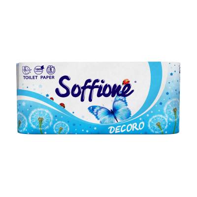 Podrobnoe foto туалетний папір soffione decoro двошаровий синій, 8 шт