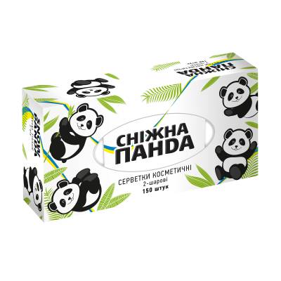 Podrobnoe foto серветки косметичні сніжна панда 2-шарові, в коробці, 150 шт