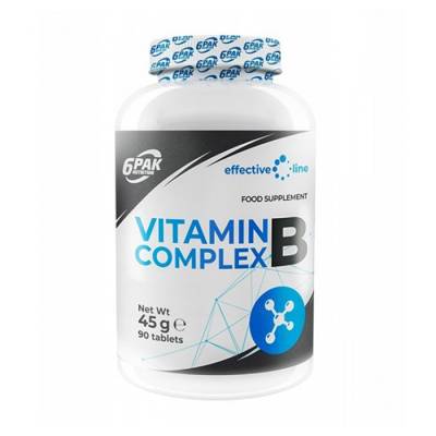 Podrobnoe foto харчова добавка в таблетках 6pak nutrition effective line vitamin b complex комплекс вітамінів групи b, 90 шт