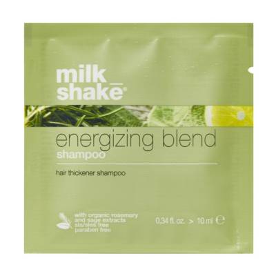 Podrobnoe foto бадьорливий шампунь milk_shake energizing blend shampoo для тонкого, слабкого та ламкого волосся, 10 мл