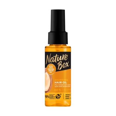 Podrobnoe foto живильна олія для волосся nature box nourishing hair oil з аргановою олією холодного віджиму, 70 мл