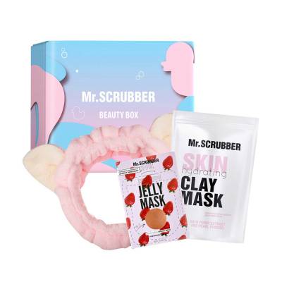 Podrobnoe foto набір mr.scrubber strawberry care (маска для обличчя, 100 г + гелева маска для обличчя, 60 мл + пов'язка для волосся)