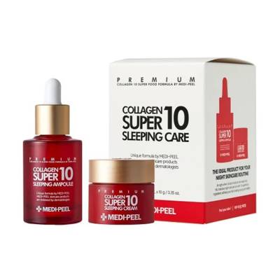 Podrobnoe foto набір для догляду за обличчям medi-peel collagen super 10 sleeping care set (сироватка, 30 мл + крем, 10 г)