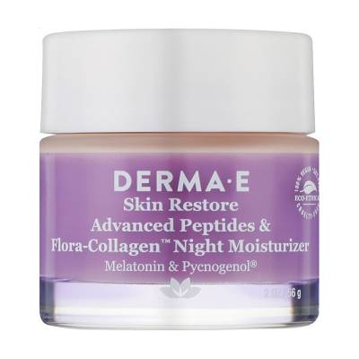 Podrobnoe foto нічний зволожувальний пептидний крем для обличчя derma e skin restore advanced peptides & flora- collager night moisturizer, 56 г