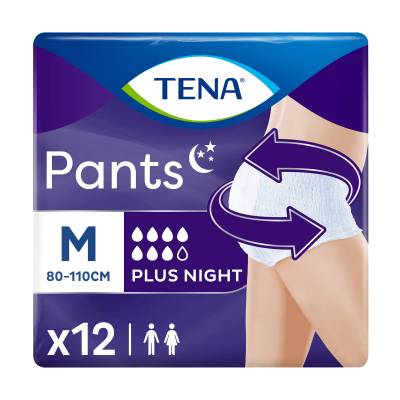 Podrobnoe foto труси-підгузки для дорослих tena pants plus night нічні, розмір medium, 12 шт