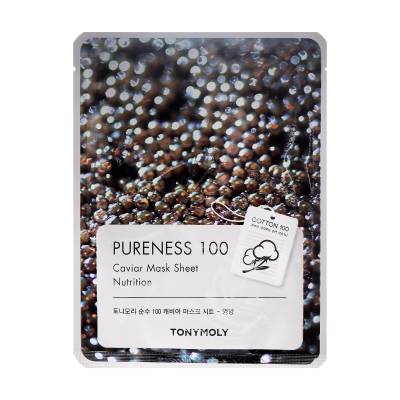 Podrobnoe foto тканинна маска для обличчя tony moly pureness 100 caviar mask sheet з екстрактом чорної ікри, 21 мл