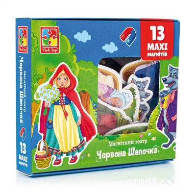 Podrobnoe foto настільна гра vladi toys магнітний театр. червона шапочка, на українській мові, 13 магнітів, від 3 років (vt3206-52)