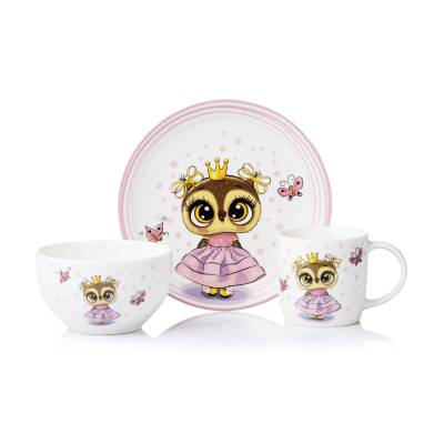 Podrobnoe foto набір дитячого посуду ardesto princess owl, 3 предмета (ar3453os)