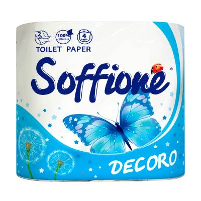 Podrobnoe foto туалетний папір soffione decoro білий, 2-шаровий, 150 відривів, 4 рулони
