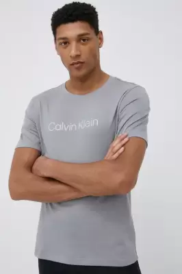 Podrobnoe foto тренувальна футболка calvin klein performance ck essentials колір сірий з принтом