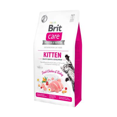 Podrobnoe foto сухий корм для кошенят brit care kitten зі свіжою куркою та індичкою, 7 кг