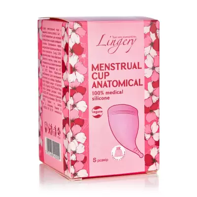 Podrobnoe foto менструальна чаша lingery anatomical з медичного силікону, світло-рожева, розмір s, 1 шт