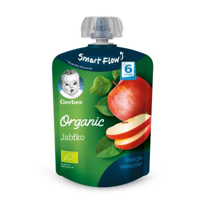 Podrobnoe foto дитяче фруктове пюре gerber organic яблуко, пастеризоване, з 6 місяців, 90 г (пауч)