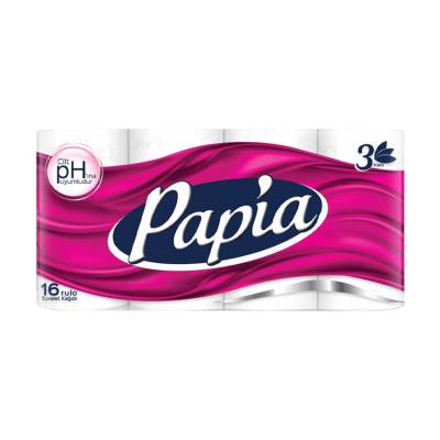 Podrobnoe foto туалетний папір papia білий, 3-шаровий, 150 відривів, 16 рулонів