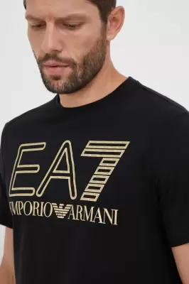 Podrobnoe foto бавовняна футболка ea7 emporio armani колір чорний візерунок