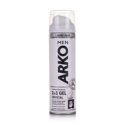 Podrobnoe foto чоловічий гель для гоління та вмивання arko men shaving & cleansing 2в1 gel crystal з білою глиною, 200 мл