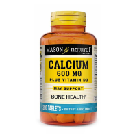 foto дієтична добавка мінерали та вітаміни в таблетках mason natural calcium plus vitamin d3 кальцій, 600 мг + вітамін d3, 200 шт