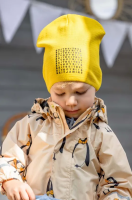 foto дитяча бавовняна шапка jamiks aragorn колір жовтий з тонкого трикотажу з бавовни