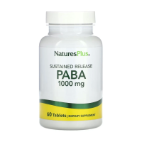 foto дієтична добавка в таблетках natures plus paba пара-амінобензойна кислота пролонгованої дії (пабк), 1000 мг, 60 шт