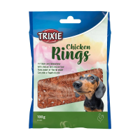 foto ласощі для собак trixie chicken rings з куркою та печінкою, 100 г