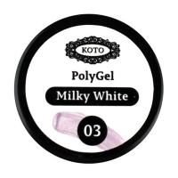 foto полігель для нарощування нігтів koto polygel 03 milky white, 5 мл