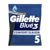 foto одноразові станки для гоління gillette blue 3 comfort slalom чоловічі, 5 шт