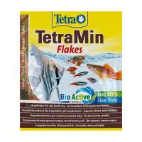 foto корм для акваріумних тропічних риб tetra min flakes в пластівцях, 12 г