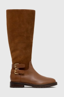 foto шкіряні чоботи lauren ralph lauren burncalf emelie жіночі колір коричневий на плоскому ходу 802875299002