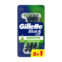 foto одноразові станки для гоління gillette blue 3 sensitive чоловічі, 6 шт