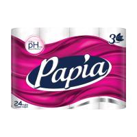 foto туалетний папір papia білий, 3-шаровий, 150 відривів, 24 рулони