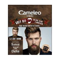 foto чоловіча фарба для волосся, бороди та вусів delia cosmetics cameleo men grey off, 5.0 light brown, 2*15 мл