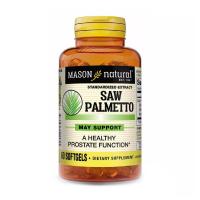 foto дієтична добавка в гелевих капсулах mason natural saw palmetto со пальметто екстракт, здоров'я простати, 60 шт