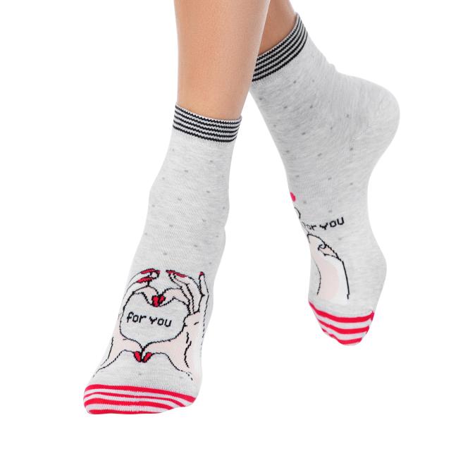 foto шкарпетки жіночі conte elegant happy  17с-21сп  бавовняні світло-сірий 134 р.25