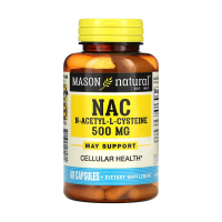 foto дієтична добавка амінокислота в капсулах mason natural nac n-acetyl l-cysteine n-ацетил l-цистеїн 500 мг, 60 шт