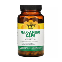 foto дієтична добавка амінокислоти з вітамінами в капсулах country life max-amino caps комплекс амінокислот з вітаміном b6, 180 шт