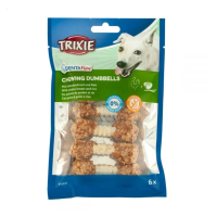 foto ласощі для собак trixie denta fun chewing dumbbells з куркою та рисом, 100 г