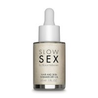 foto мерехтлива суха олія-шимер для тіла і волосся bijoux indiscrets slow sex hair and skin shimmer dry oil, 30 мл