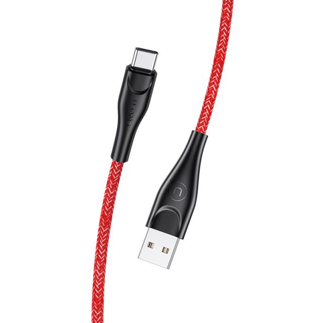 foto дата кабель usams us-sj398 u41 type-c braided data and charging cable 3m (червоний)
